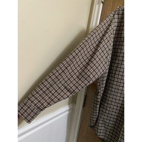 Tommy Hilfiger Men's M Green Orange Plaid Button-Down Cotton Long Sleeve Shirt - Picture 7 of 8